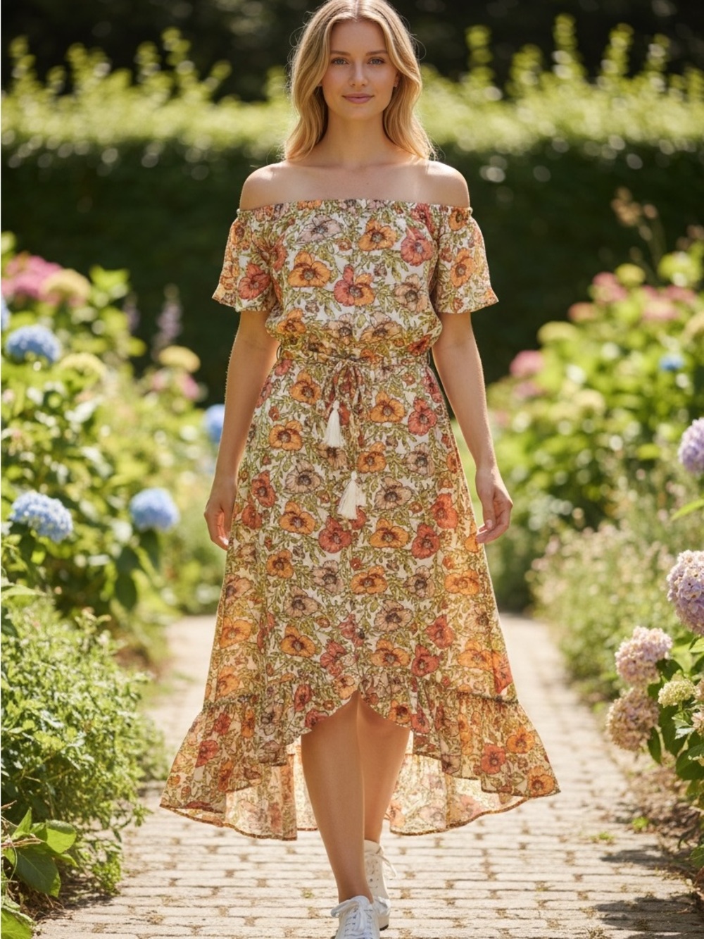 Anthro Abel the Label Floral Off-Shoulder Summer Maxi Dress